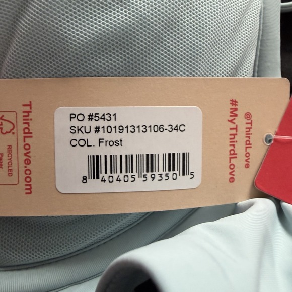 NEW ThirdLove Women's 24/7 Classic Uplift Plunge Bra 34C Frost Mesh Minimalist - Picture 11 of 14